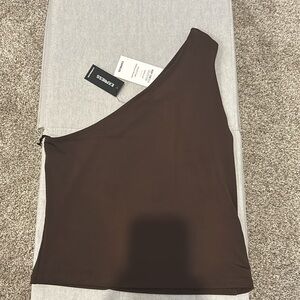 Express brown off shoulder tank NWT
